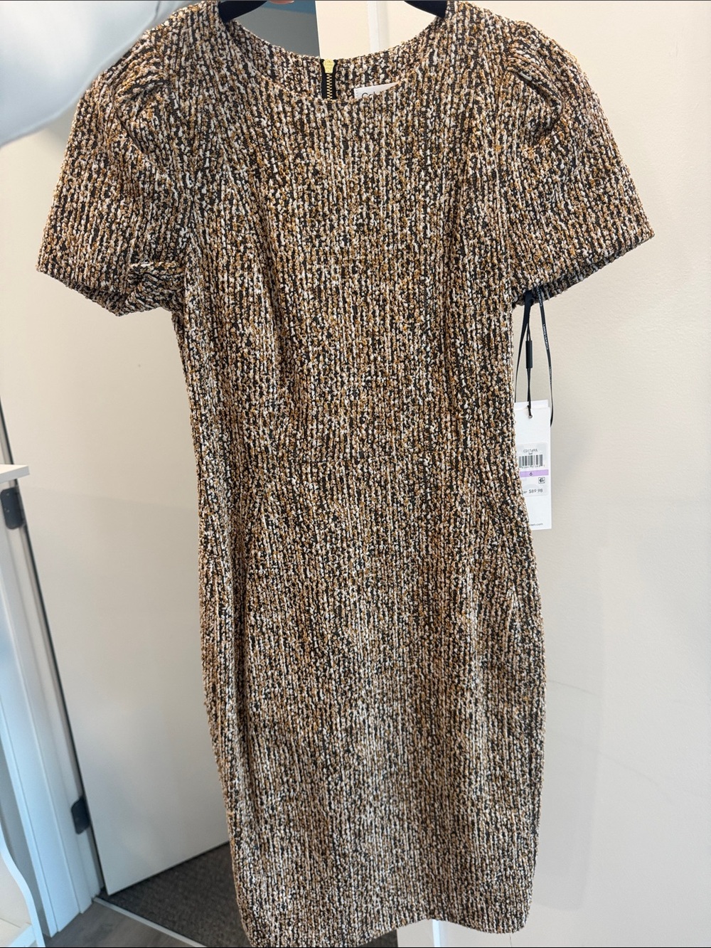 Calvin Klein Brown Multi-Color Textured Sheath Dress